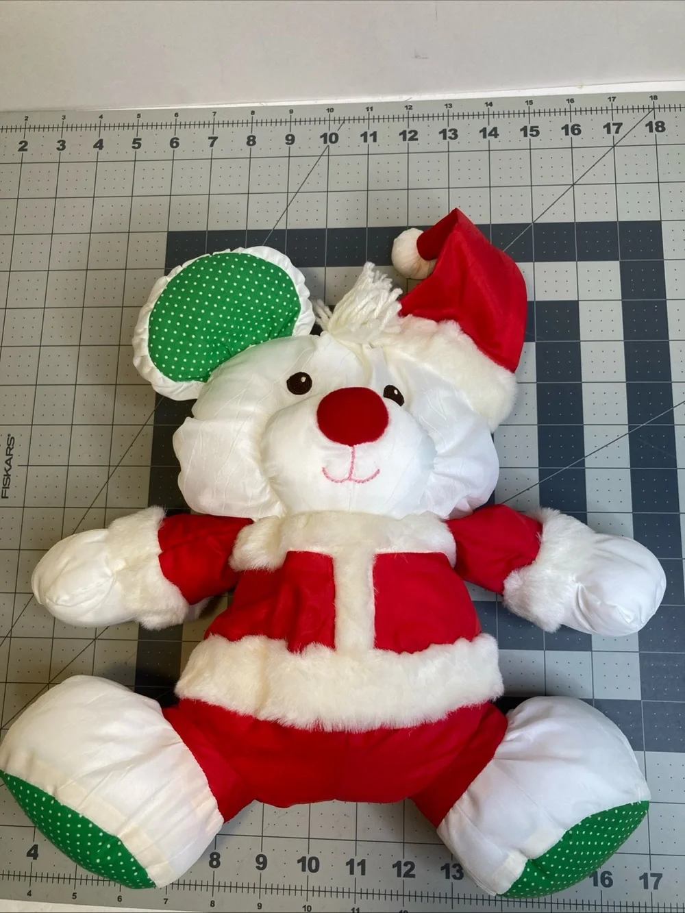 Vintage Fisher Price Baby Puffalump Christmas Bear Mouse Plush Toy 1992